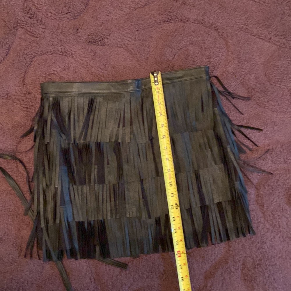 Zara Basic Fringed Leather Skirt - Picture 12 of 12